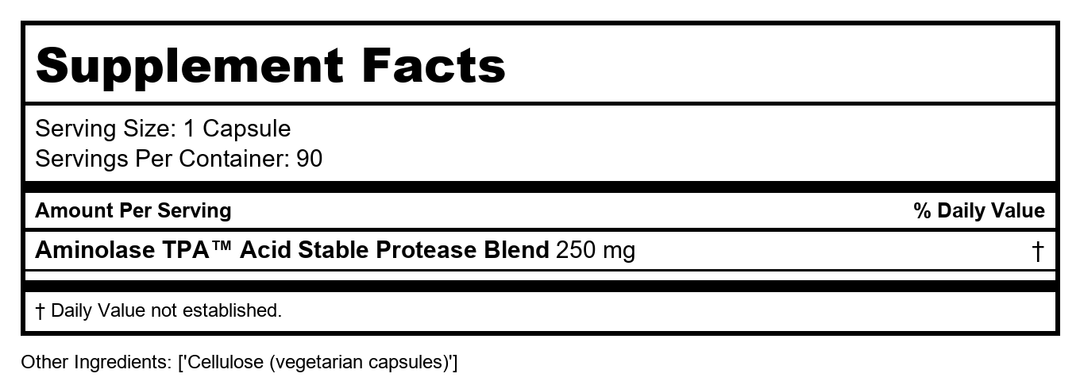 Arthur Andrew Medical Aminolase 30 cap - Supplement Facts panel