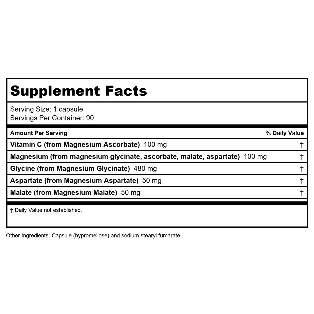 AOR Peak K2 90 Vcaps - 2 Pack - Supplement Facts panel