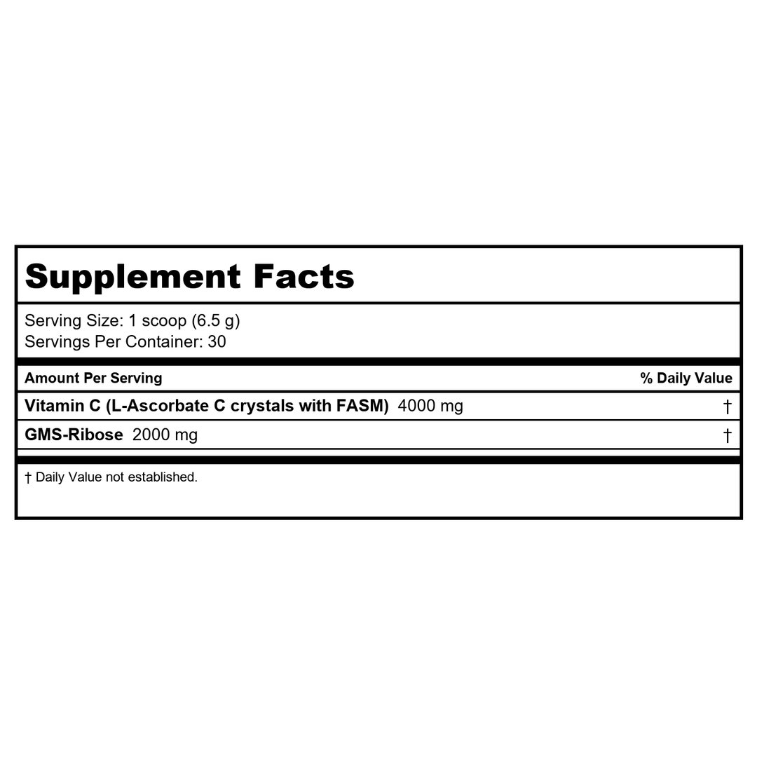 American Nutriceuticals Vitality C 200 grams - Supplement Facts panel