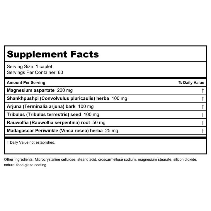 Ayush Herbs Carditone 60 Capsules - Supplement Facts panel