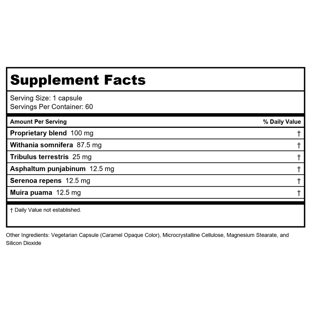 Ayush Herbs Ayu-Test Male Support 60 Vcaps - Supplement Facts panel