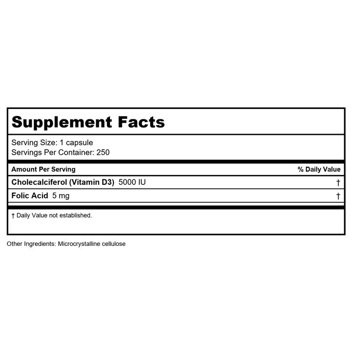 BioTech Folic Acid 5mg 100 - 2 - Supplement Facts panel