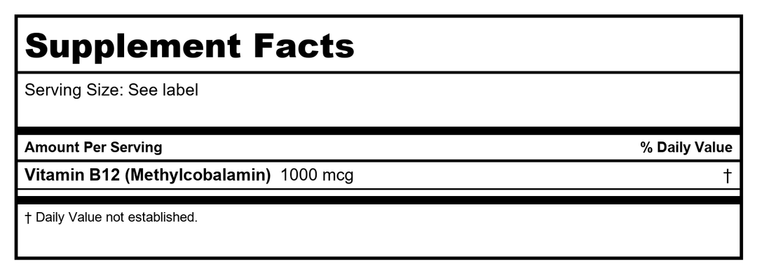 Davinci Chewable B12-MC 300 - 3 - Supplement Facts panel