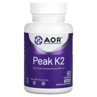 AOR Peak k2 90 Vcaps - Supplement Facts panel