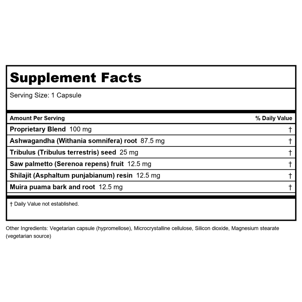 Ayush Herbs Ayu-Test Male Support 60 Vcaps - 2 Pack - Supplement Facts panel