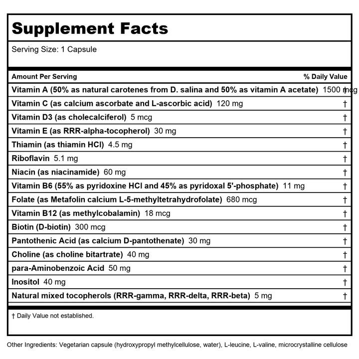 Klaire Labs - Supplement Facts panel