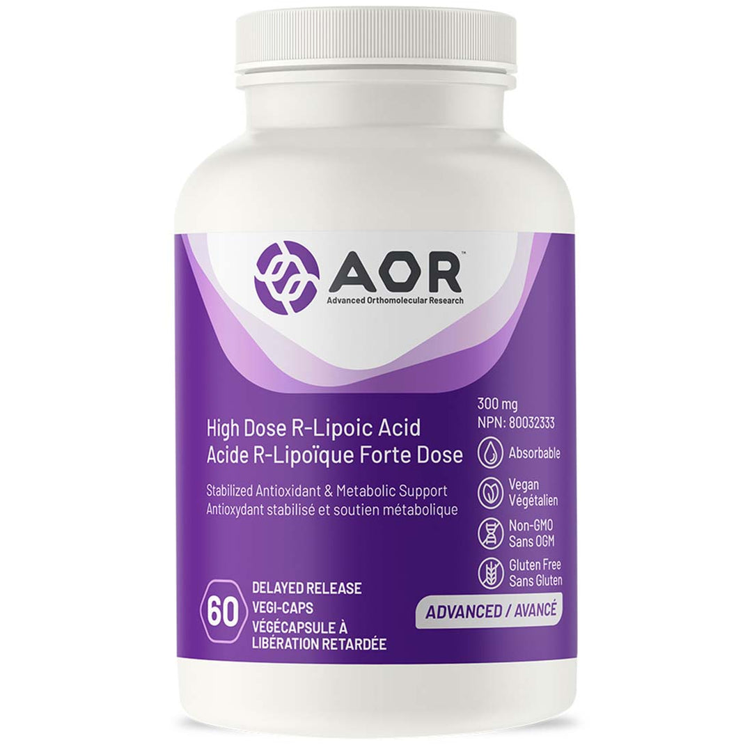 AOR High Dose R-Lipoic Acid 300mg 60 Veggie Caps - 3PC - Supplement Facts panel