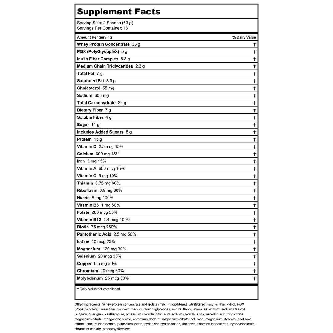 Bioclinic Naturals PGX Weight Loss Meal Replacement French Vanilla 35oz - Supplement Facts panel