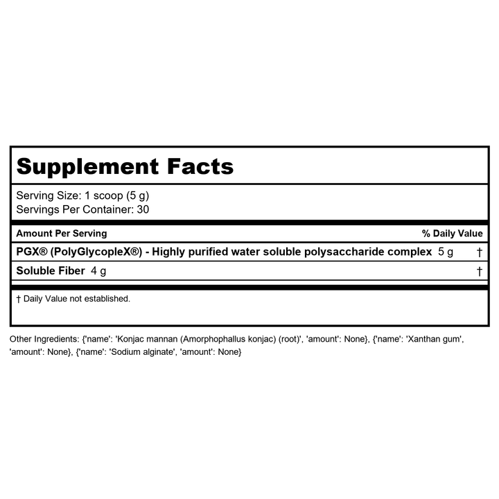 Bioclinic Naturals PGX Daily Granules Unflavored 300 Grams - Supplement Facts panel