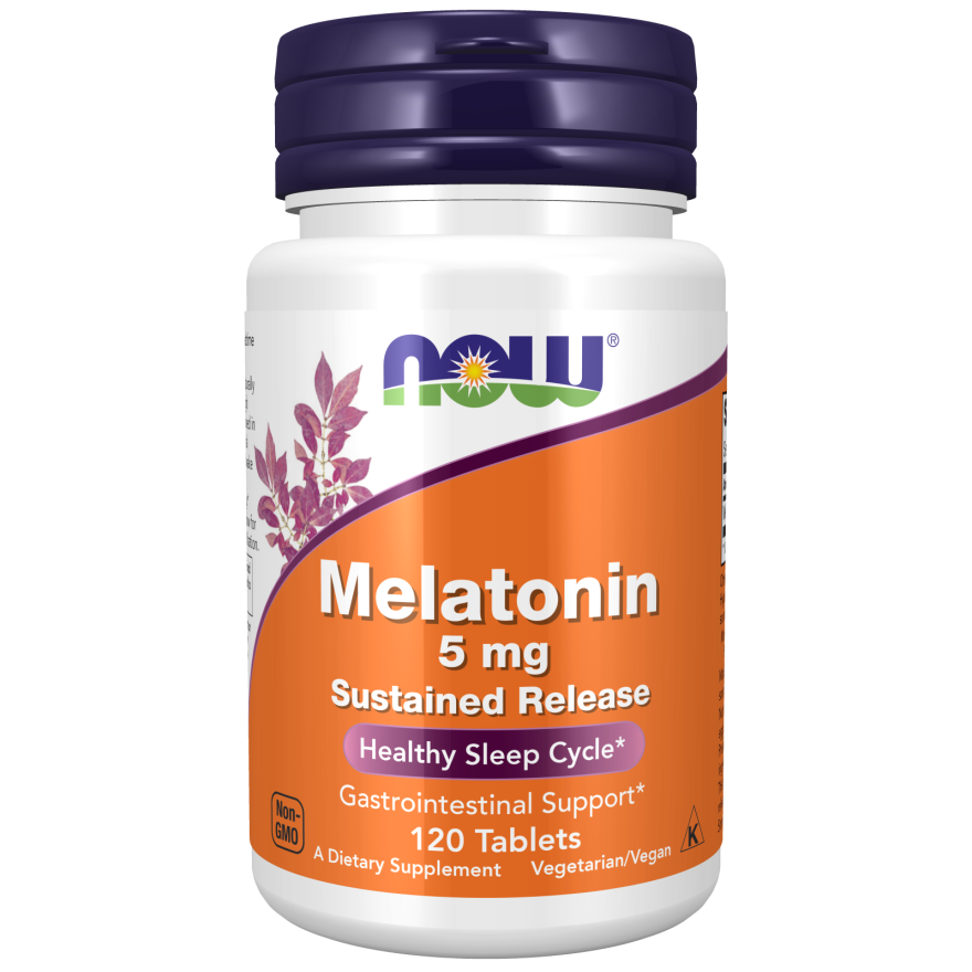 Now Foods Melatonin 5mg Sustained Release 120 Tablets - 3554 - Supplement Facts panel