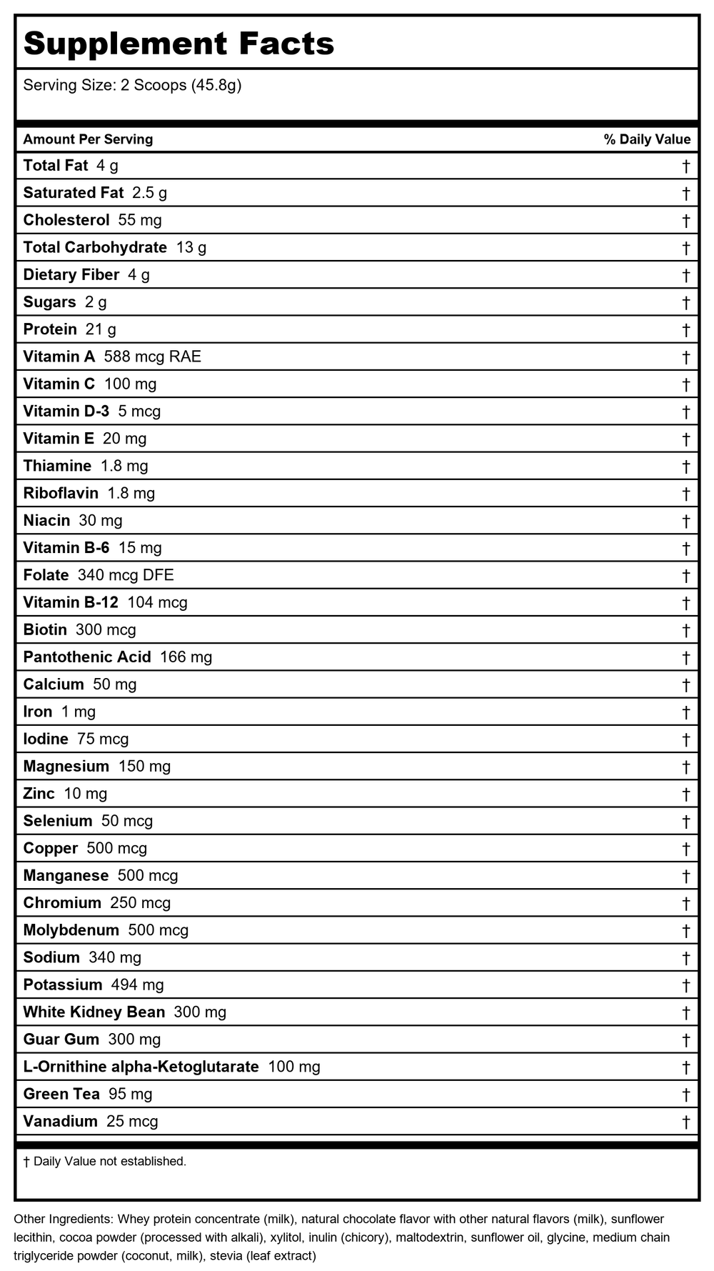 Nutra BioGenesis UltraLean Chocolate 1.6 Lb - Supplement Facts panel