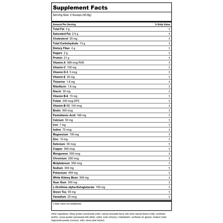 Nutra BioGenesis UltraLean Chocolate 1.6 Lb - Supplement Facts panel