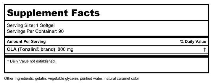 Davinci Tonalin CLA 90 Softgels - - Supplement Facts panel