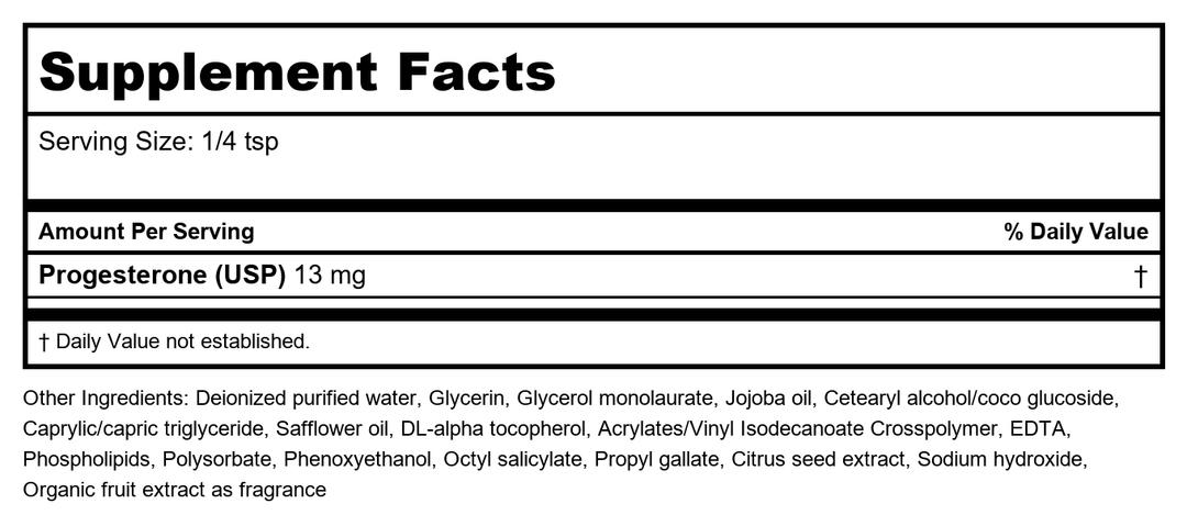 Sabre Science - BioFemme/Menopause 2oz Creme - Supplement Facts panel