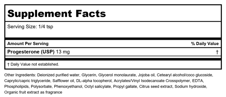 Sabre Science - BioFemme/Menopause 2oz Creme - Supplement Facts panel