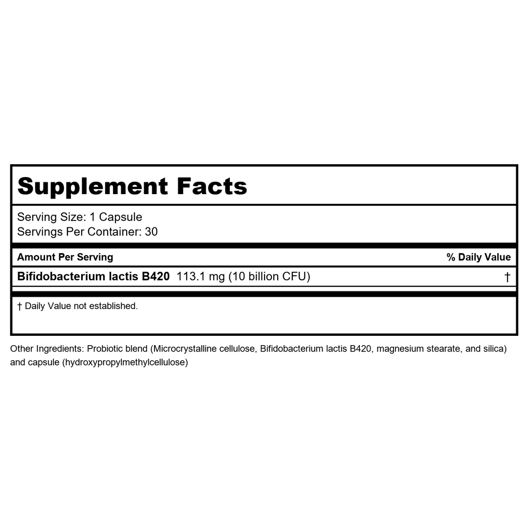 Metagenics UltraFlora Control 30 Capsules - - Supplement Facts panel