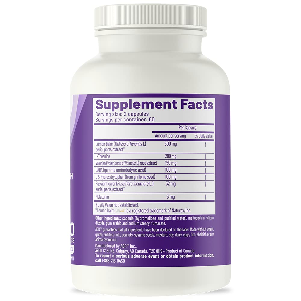 AOR Ortho Sleep 60 Capsules - Supplement Facts panel