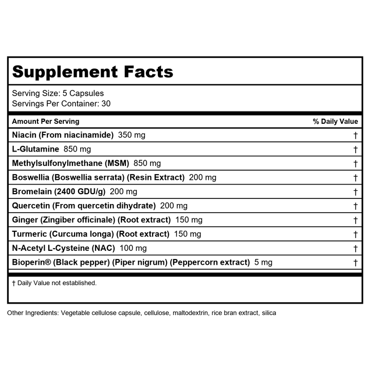 Nutra BioGenesis BioInflaMax 150 Vcaps 95595 - - Supplement Facts panel