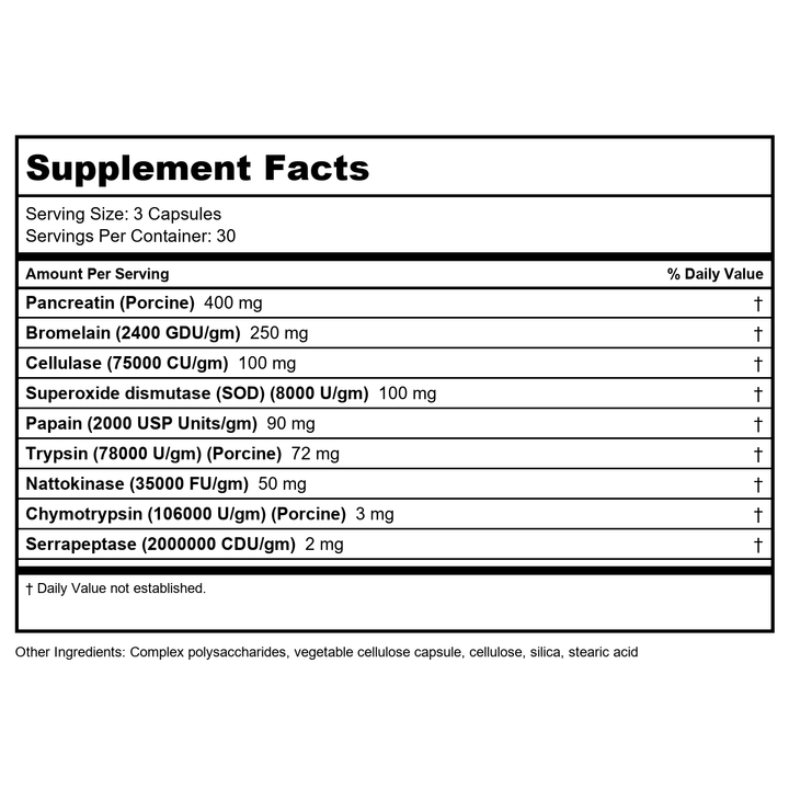 Nutra BioGenesis InflamaZyme 90 Capsules    10287 - Supplement Facts panel