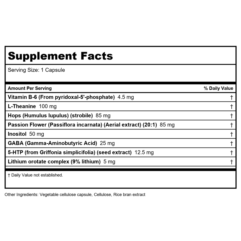 Nutra BioGenesis Stress Factors 60 Capsules    PN 10268 - Supplement Facts panel
