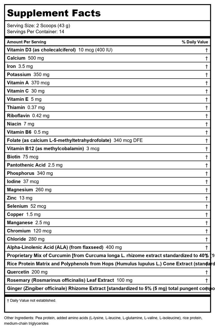 Metagenics UltraInflamX Plus 360 Mango 14 Servings - - Supplement Facts panel