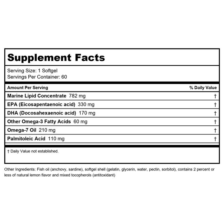 Metagenics OmegaGenics Mega 10 60 Softgels - Supplement Facts panel