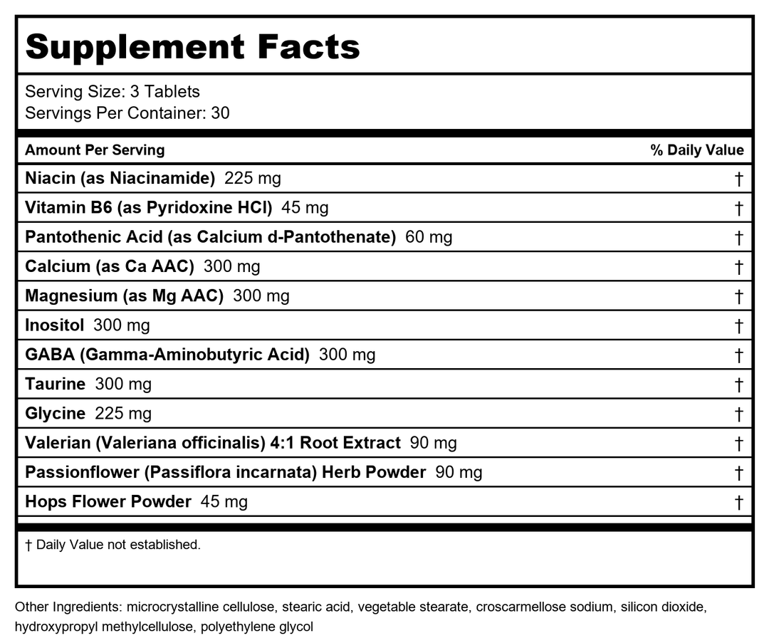 Davinci Valer Amino 90 Tablets - Supplement Facts panel