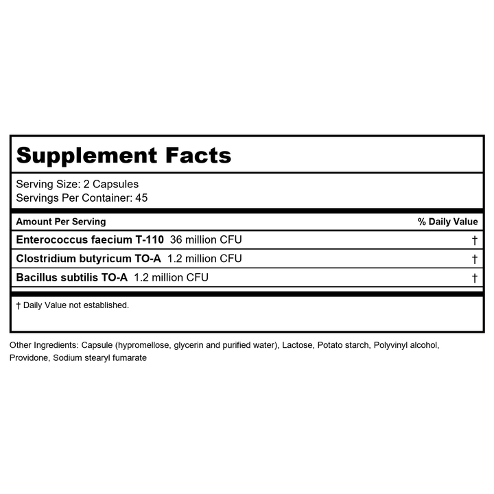 AOR Probiotic 3 90 Capsules - Supplement Facts panel