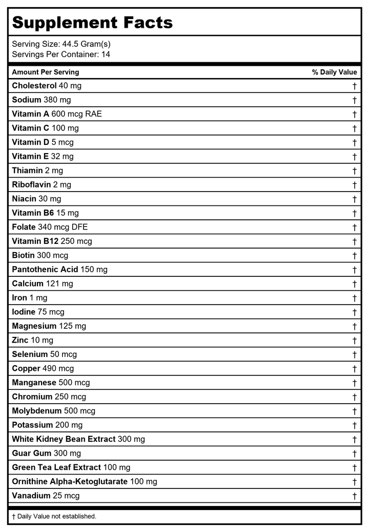 Nutra BioGenesis UltraLean Vanilla 623grams 1lb 6oz - - Supplement Facts panel