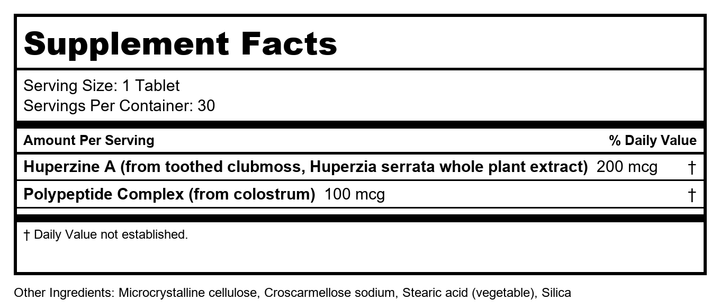 Metagenics Ceriva 30 Tablets - Supplement Facts panel