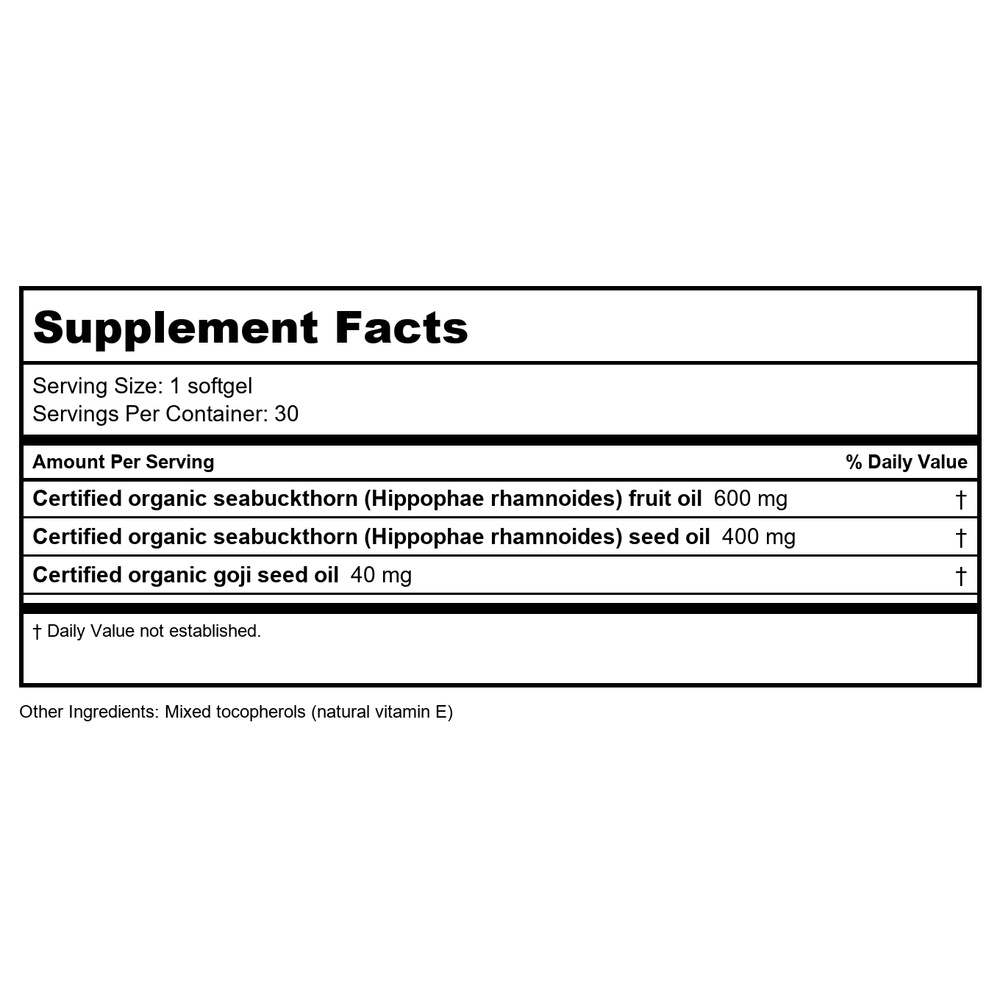 NFH Seabuckthorn SAP 30 Softgels - - Supplement Facts panel