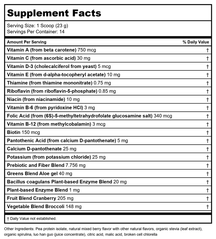Nutra BioGenesis Premiere Greens Multi 392 Grams   PN 10417 - Supplement Facts panel