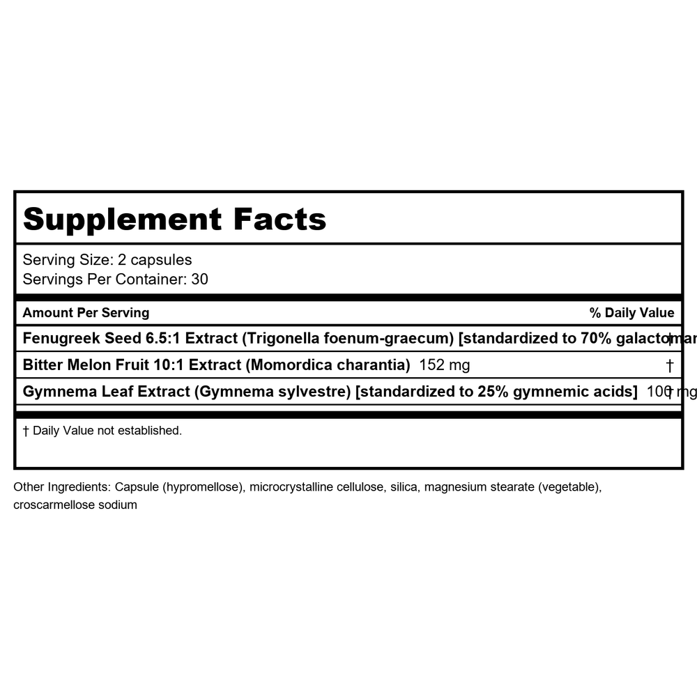 Metagenics Fenugreek Plus 60 Capsules - Supplement Facts panel