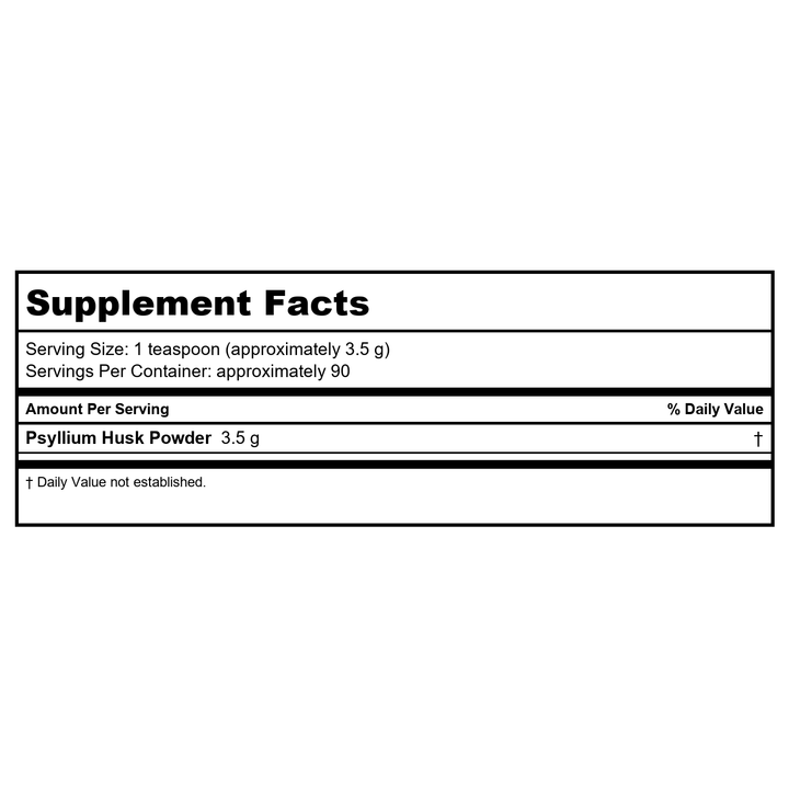 Lasante Whole Psyllium Husks Dietary Fiber Powder 12 Oz Bottle - Supplement Facts panel