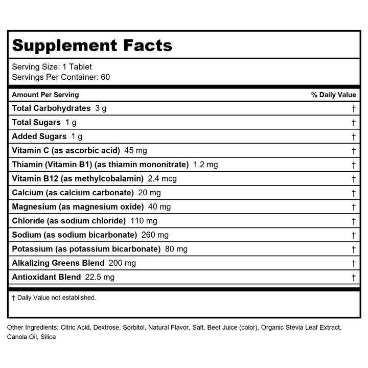Amazing Grass Green Superfood Hydrate Strawberry Lemonade 10 Tablets - 3 Pack - Supplement Facts panel