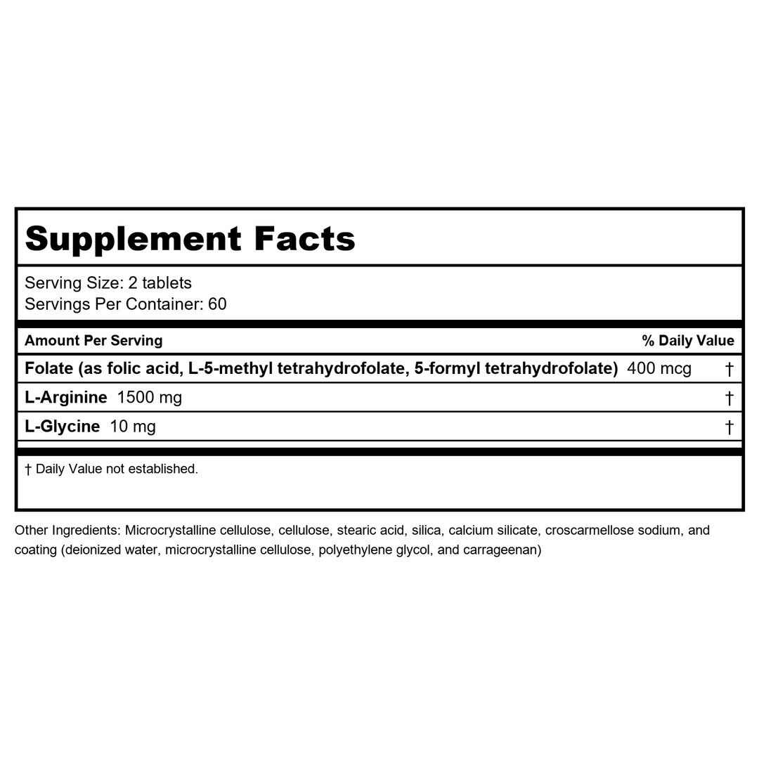 Metagenics Arginine Plus with ActiFolate 120 Tabs - 2 - Supplement Facts panel