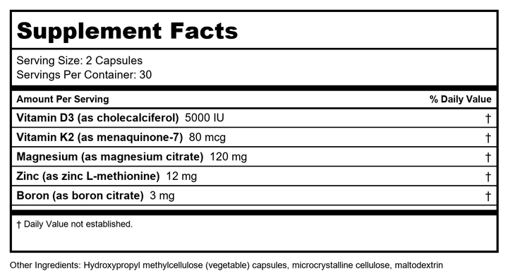 BioTech D3 Plus 180 Capsules - Supplement Facts panel