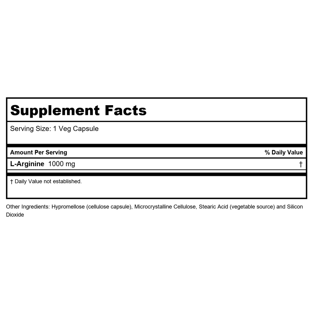 Now Foods L-Arginine 1000mg 120 tablets - 0035 - Supplement Facts panel