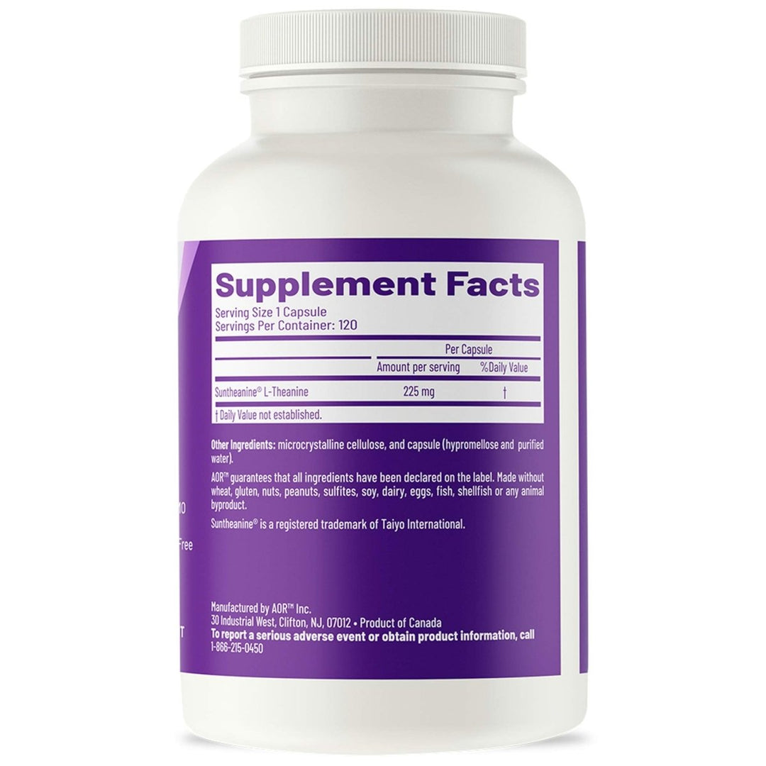 AOR Zen Theanine 120 Capsules - Supplement Facts panel