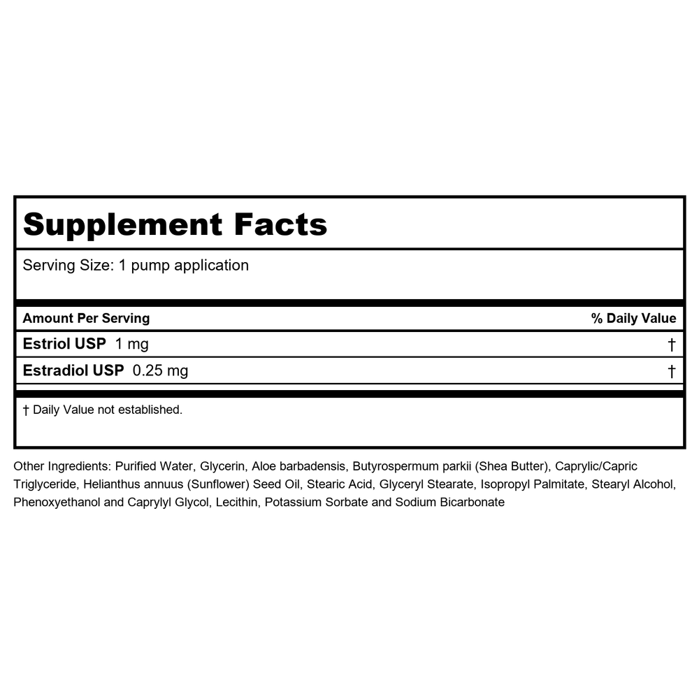 Allvia Bi-Estro 4 Oz Pump - AV0042 - Supplement Facts panel