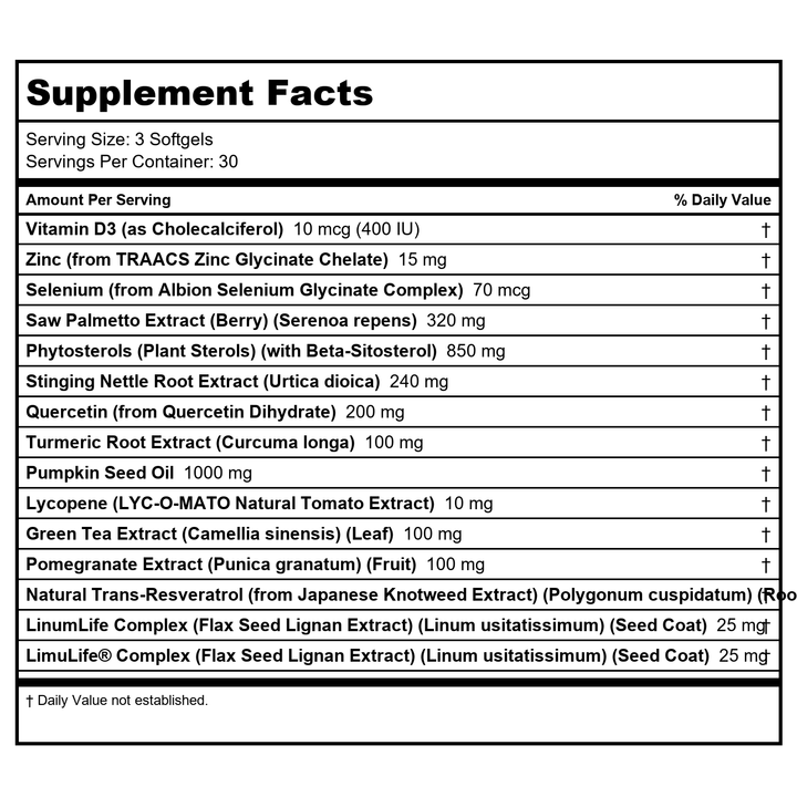 Protocol For Life Balance Clinical Strength Prostate-B 90 Softgels - Supplement Facts panel