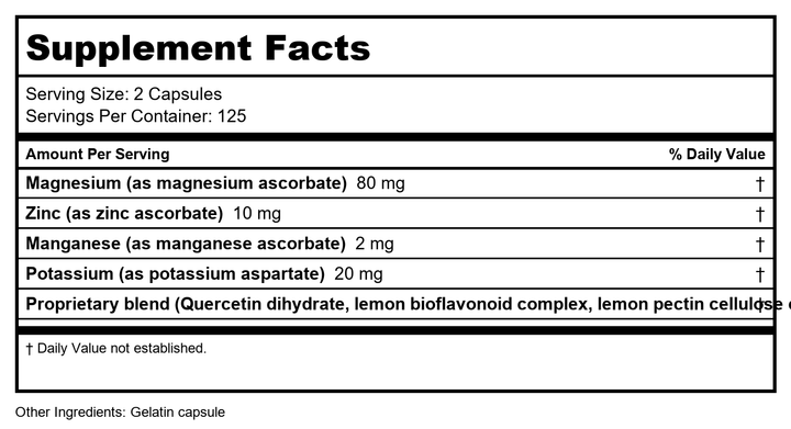 BioTech C-Max - 250 Count - Supplement Facts panel