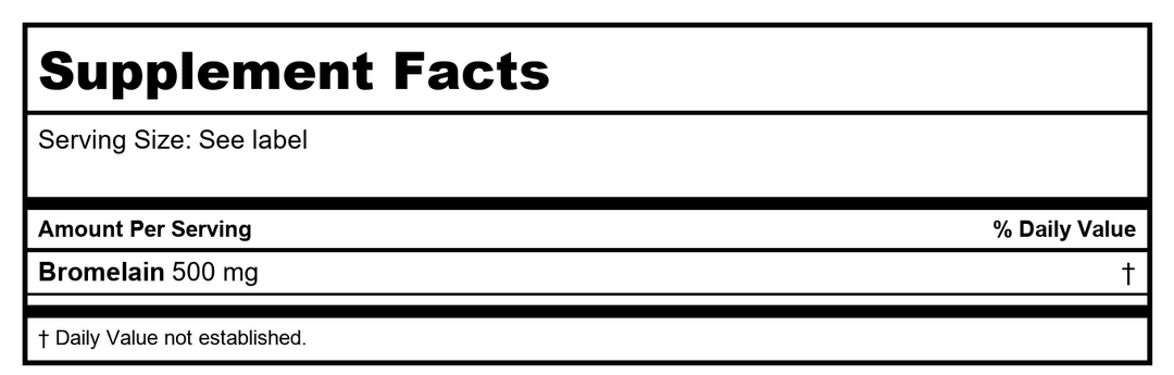 Protocol for Life Balance Bromelain 2400 GDU/g 500 mg 90 Vcaps - P2943 - Supplement Facts panel