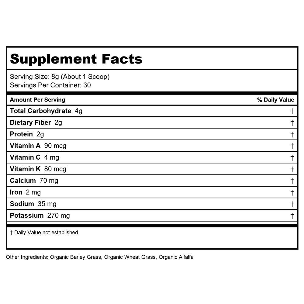 Amazing Grass Amazing Trio 8.5 Oz 30 Servings - Supplement Facts panel