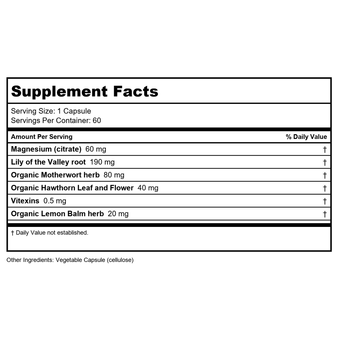 Restorative Formulations Cardiac Calm Px 90 Vcaps - Supplement Facts panel