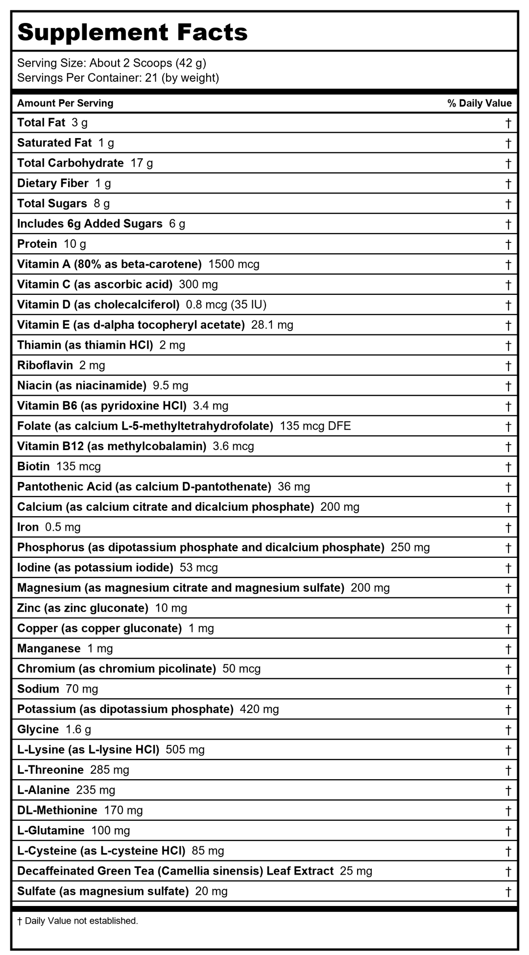 Metagenics UltraClear Plus Original Vanilla 31.11oz - Supplement Facts panel