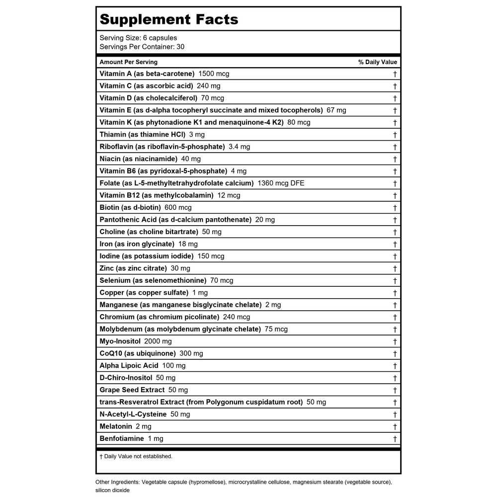 Fairhaven Health FH Pro For Women 180 Capsules - Supplement Facts panel