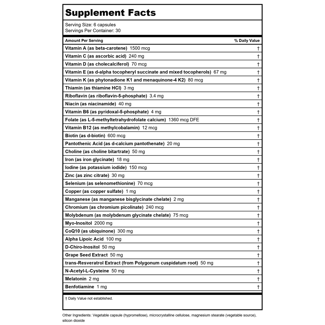 Fairhaven Health FH Pro For Women 180 Capsules - Supplement Facts panel