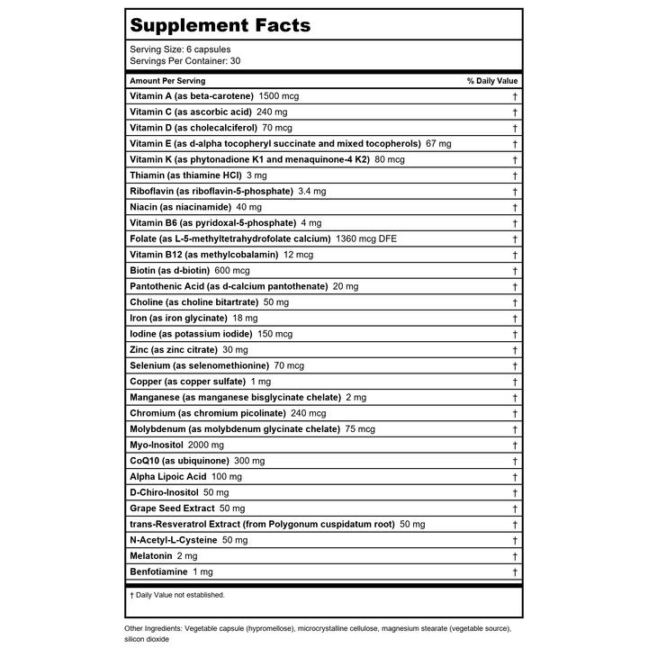 Fairhaven Health FH Pro For Women 180 Capsules - Supplement Facts panel