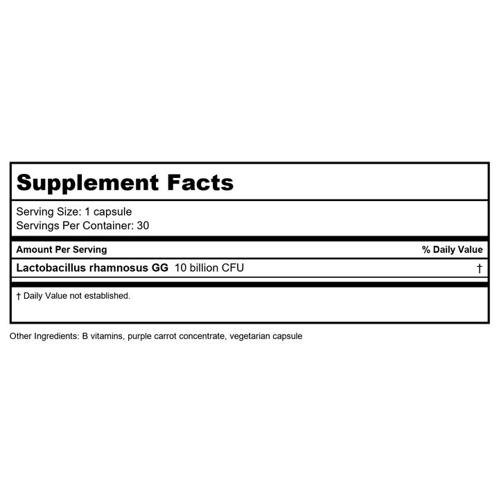 Culterelle Probiotics Lactobacillus GG 30 Capsules - Supplement Facts panel